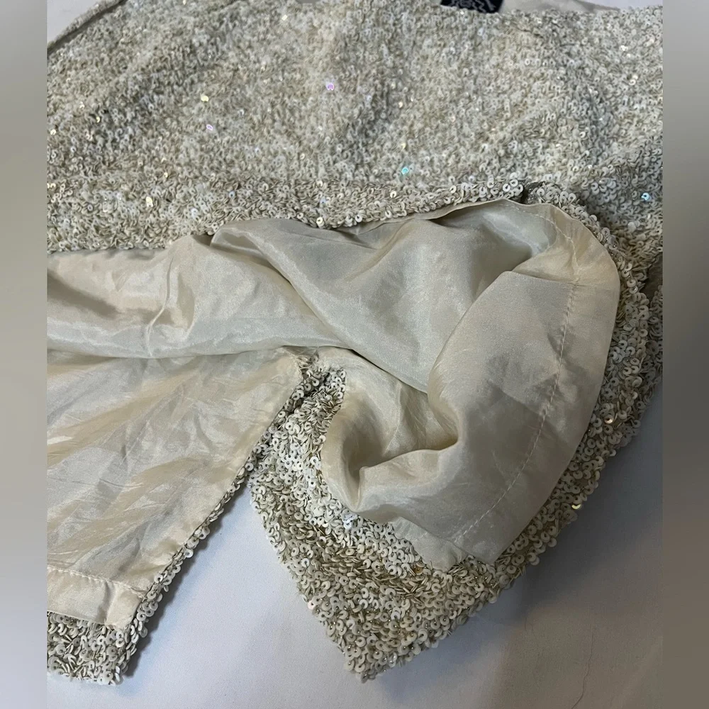 Vintage Beverly & Monika Cream Sequin Skirt Large
